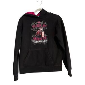 Cowgirl Hardware Black Pink Bedazzled Turn It Burn It Hoodie Sweatshirt Medium